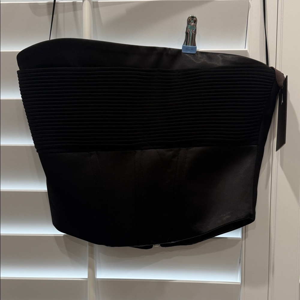 pintuck bandeau satin corset top